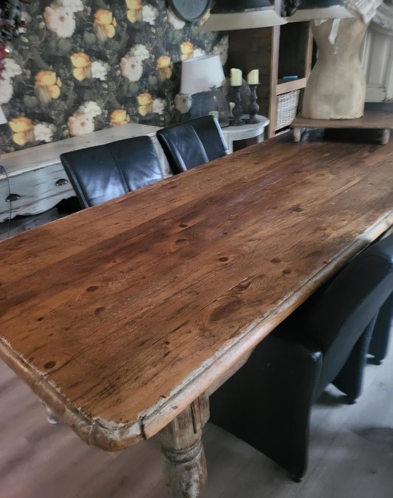 Mooie oude grenen eettafel, Huis en Inrichting, Tafels | Eettafels, Gebruikt, 200 cm of meer, Rechthoekig, 50 tot 100 cm