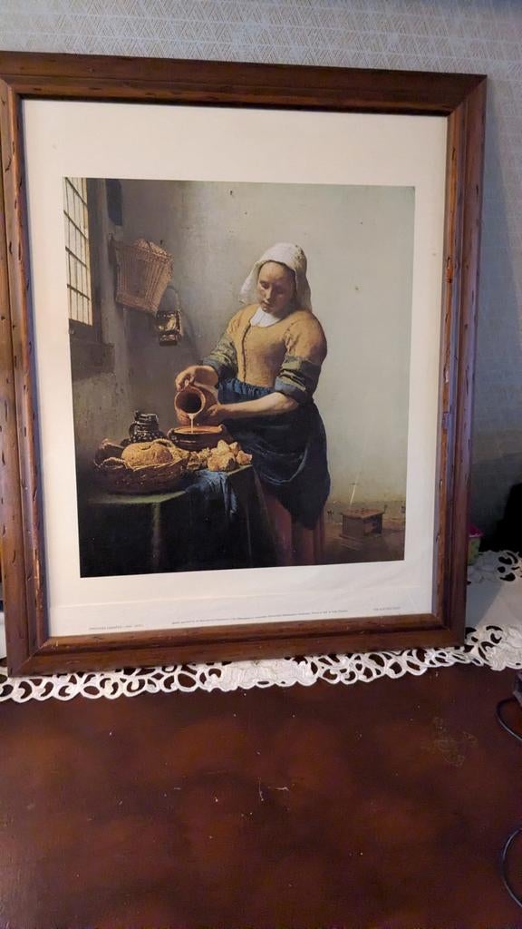 Melkmeisje vermeer,  33/37, Antiek en Kunst, Kunst | Schilderijen | Klassiek, Ophalen of Verzenden