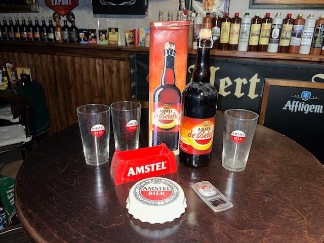 Amstel de Belofte, blik, glazen, viltjes en opener, Verzamelen, Ophalen of Verzenden, Gebruikt, Flesopener, Amstel