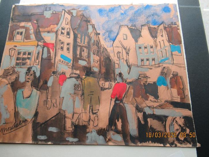 Twee oude aquarellen, Antiek en Kunst, Kunst | Schilderijen | Klassiek, Ophalen of Verzenden