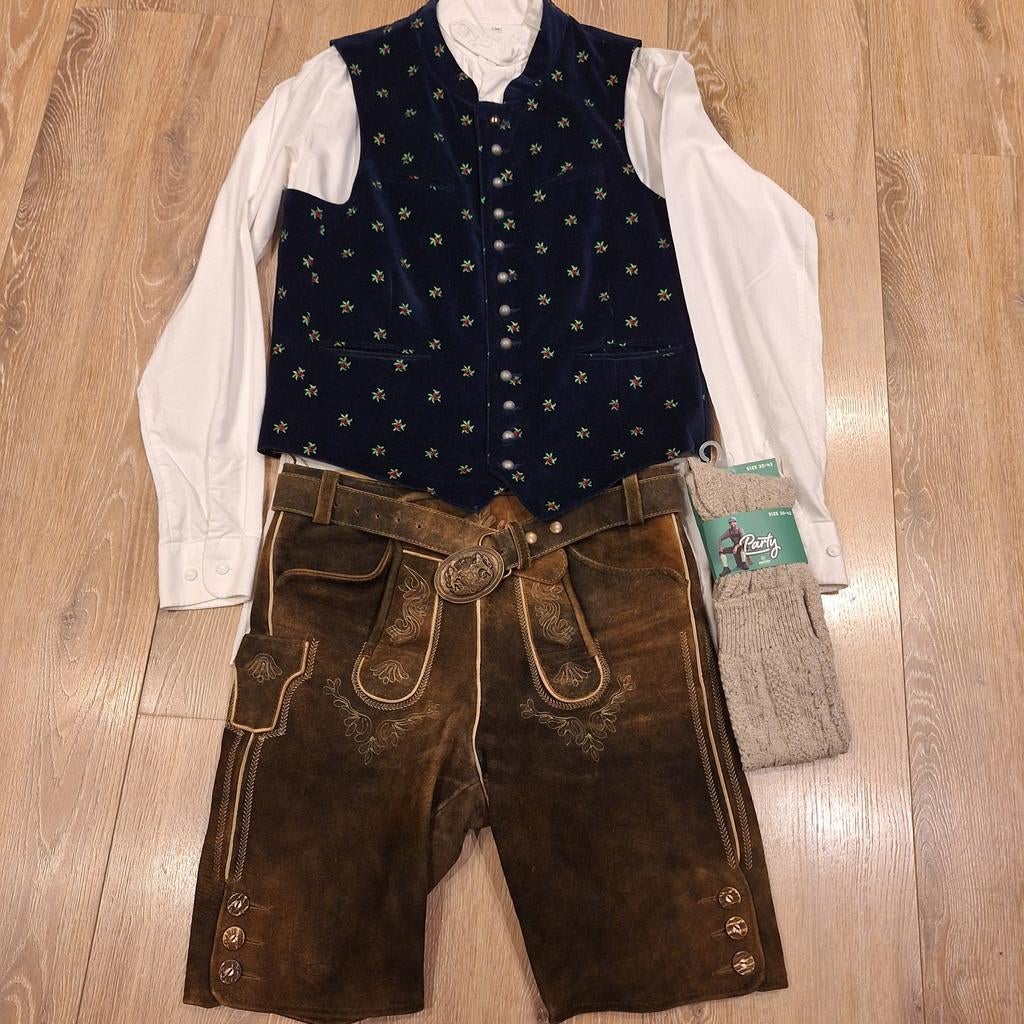 Lederhose 46 gilet overhemd kousen oktoberfeest, Ophalen, Maddox, Overige thema's, Gedragen