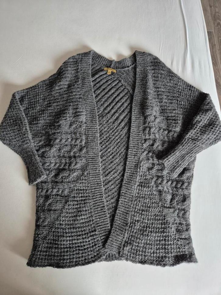 Bandolera grijs gebreid vest met vleermuismouwen, maat L, Kleding | Dames, Truien en Vesten, Zo goed als nieuw, Maat 42/44 (L)