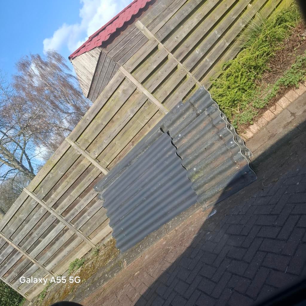 Eternit golfplaten gratis ophalen, Tuin en Terras, Schuttingen, Ophalen, Minder dan 3 meter, Hout, 1 tot 2 meter