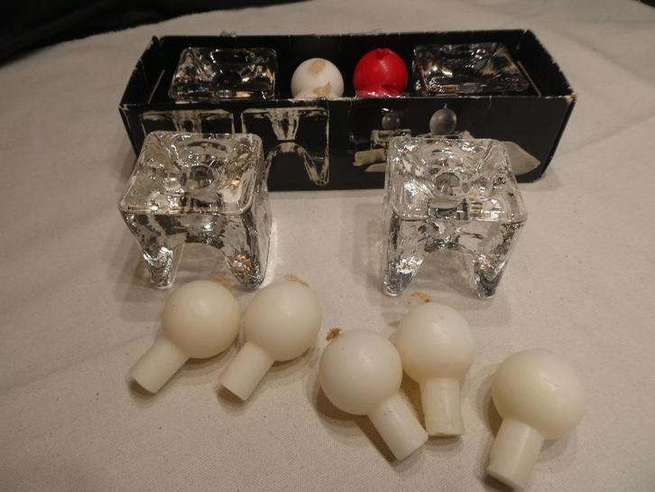 Juhava Finland Ri Jalka glazen kandelaars messenleggers 4 x, Huis en Inrichting, Woonaccessoires | Kandelaars en Kaarsen, Gebruikt