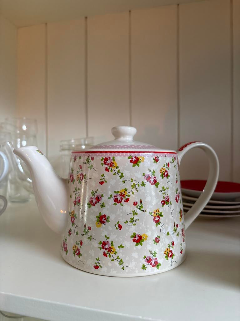 Theepot met bloemenpatroon, Ophalen, Gebruikt, Keramiek, Overige typen