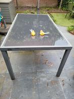 Aluminium tuintafel met glasplaat, Ophalen of Verzenden