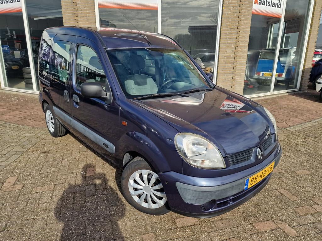 Renault Kangoo 1.6-16V Privilège - Airco - 2x Schuifdeur -, Auto's, Renault, Stof, Gebruikt, Zwart, Blauw
