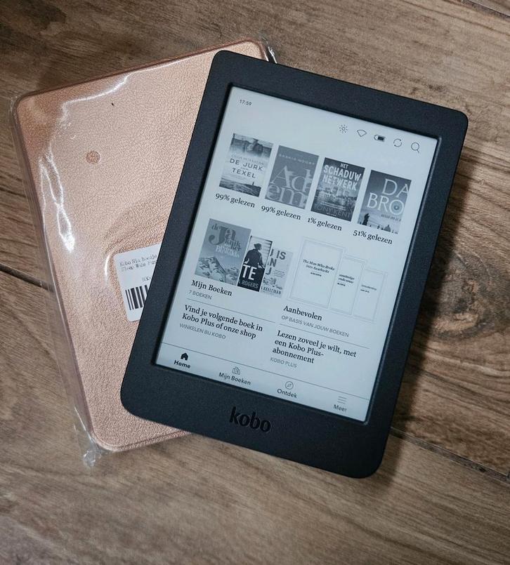 Zgan Kobo Nia ereader met nieuwe sleepcover, Computers en Software, E-readers, Zo goed als nieuw, 6 inch of minder, 8 GB, Touchscreen