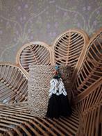 Decoratieve gras mand met schelpen en kwast, Ophalen, Gebruikt, Mand, Rond