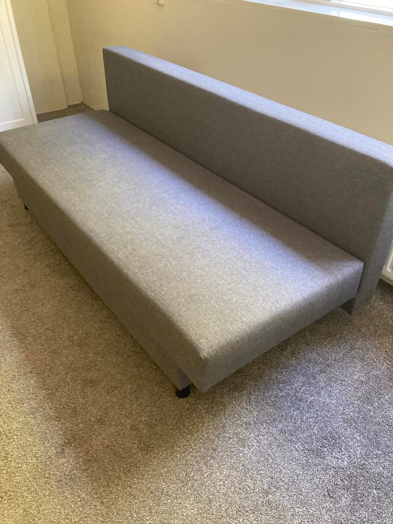 IKEA Bedbank met opbergruimte - Grijs, Huis en Inrichting, Slaapkamer | Slaapbanken, Gebruikt, 80 cm, 200 cm, Eenpersoons, Grijs