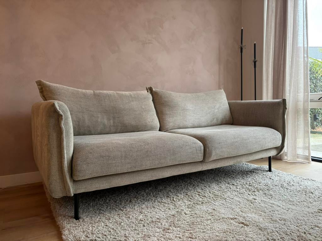 3-zitsbank Ribbon on de kleur beige., Huis en Inrichting, Banken | Bankstellen, Ophalen, Driepersoons, 75 tot 100 cm, Zo goed als nieuw