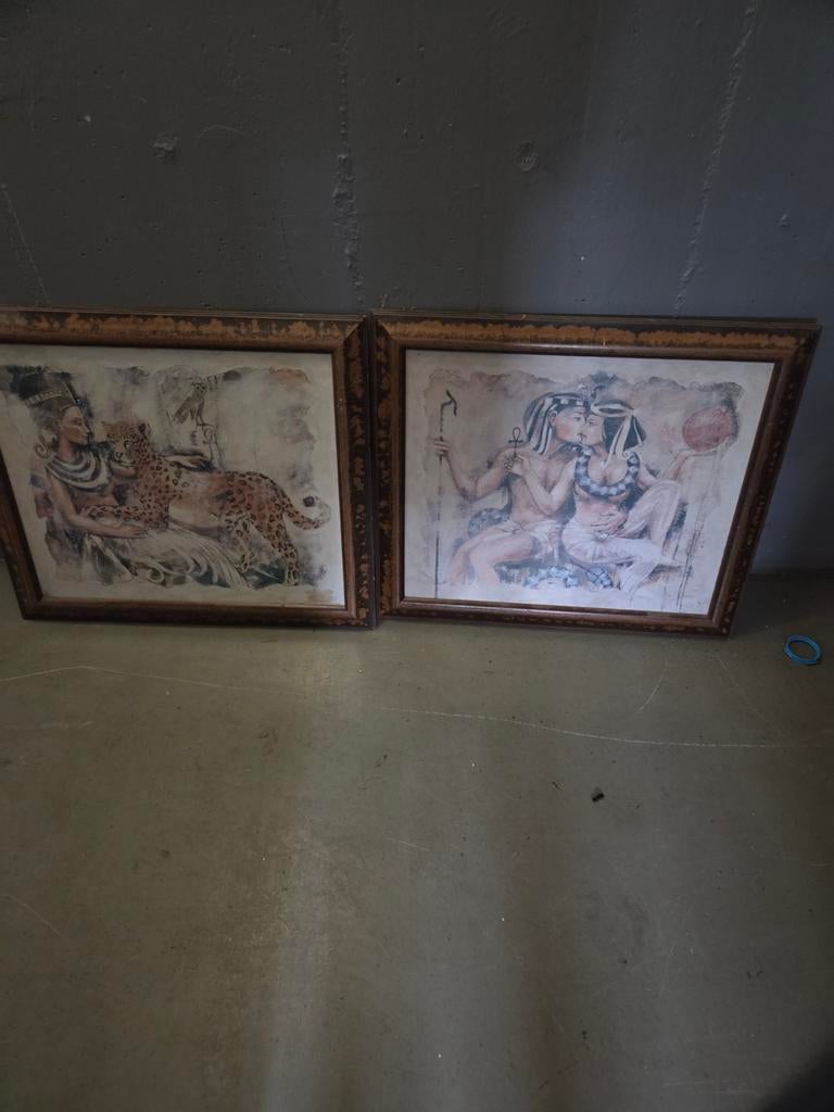 2 Schilderijen met Egyptische Taferelen, Antiek en Kunst, Ophalen of Verzenden