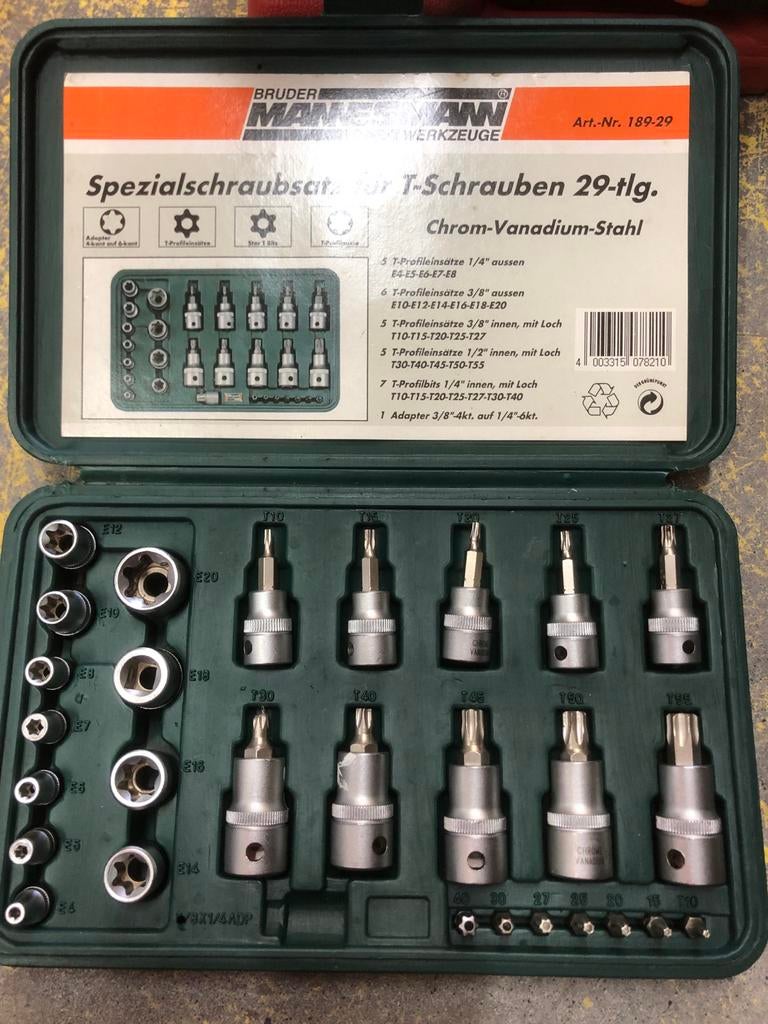 Mannesmann dopset T-profielschroeven 29-delig, Doe-het-zelf en Verbouw, Gereedschap | Handgereedschap, Ophalen of Verzenden, Gebruikt