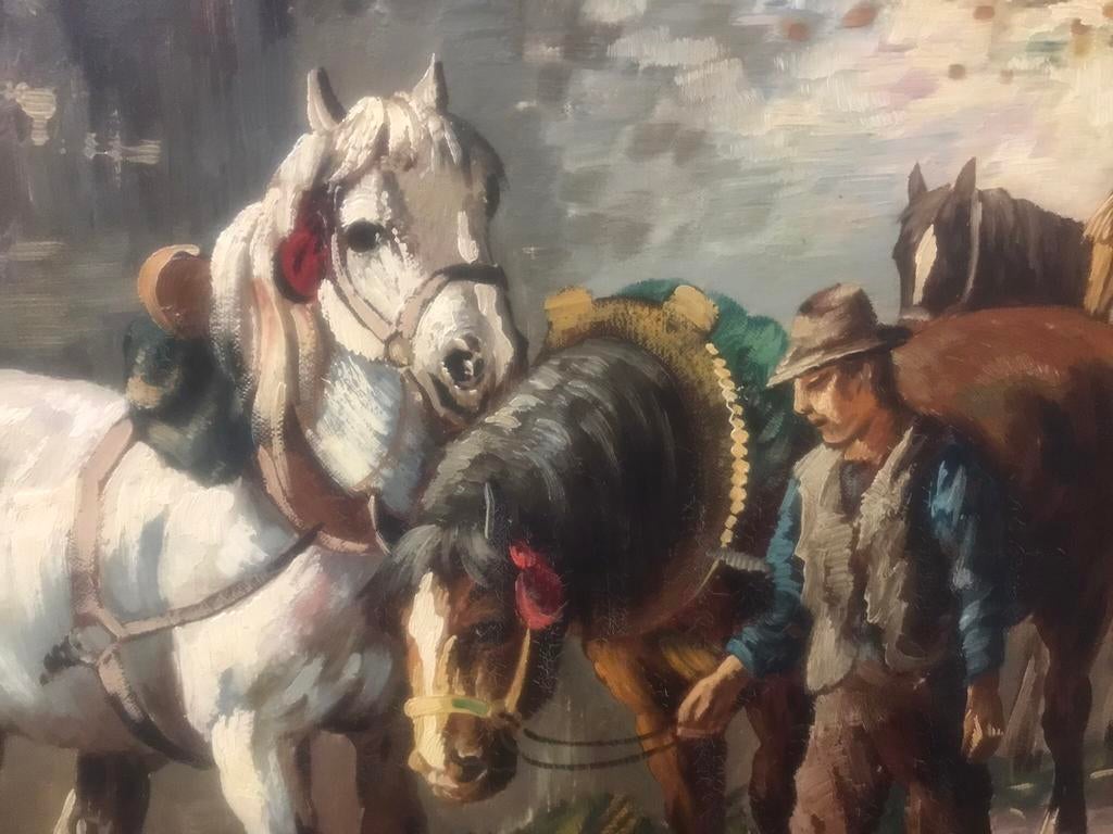 Paarden in stal., Ophalen