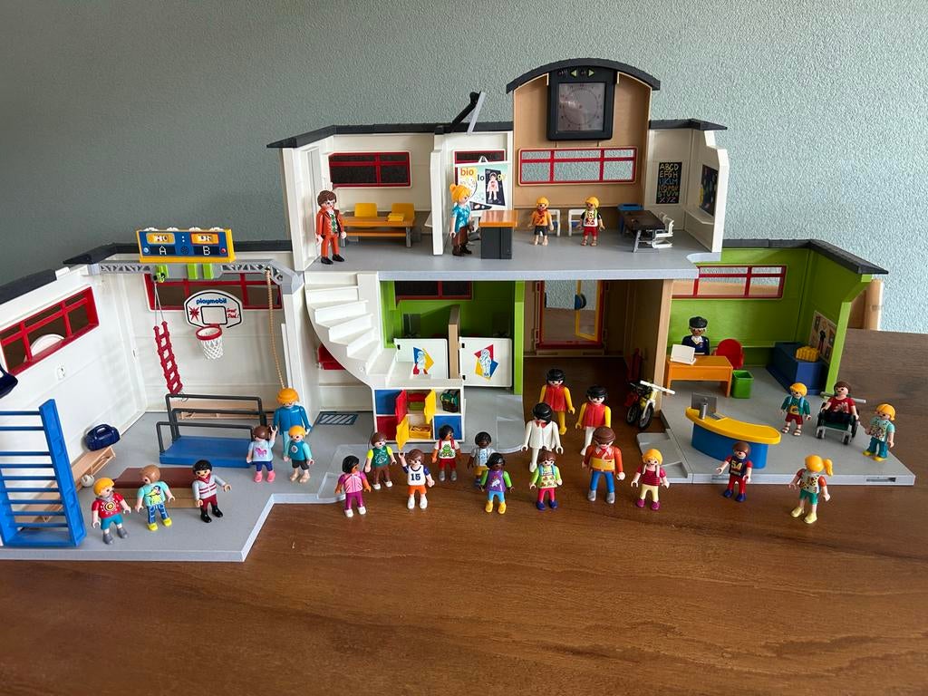 Playmobil school met veel poppetjes, Kinderen en Baby's, Speelgoed | Playmobil, Ophalen, Gebruikt, Complete set