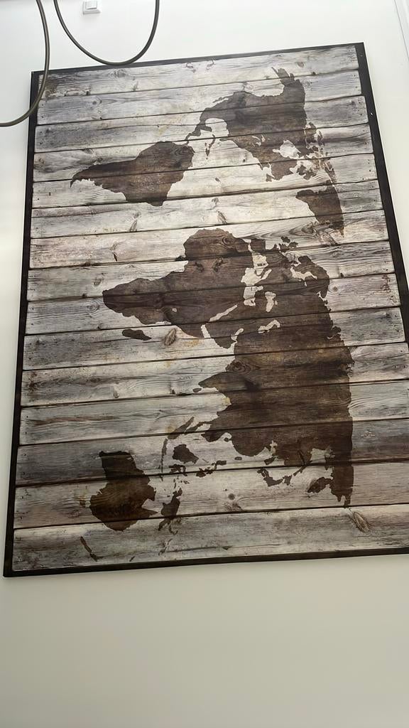 Schilderij (lijst) wereld. L 2 m bij 1.40 van canvas, Ophalen of Verzenden, Zo goed als nieuw