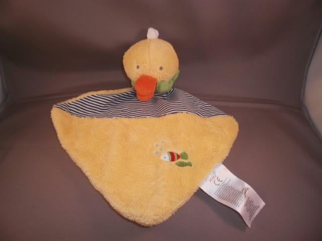 ergee Okay eend /kuiken tut doek met rammel velours geel, Ophalen of Verzenden, Zo goed als nieuw, Eend