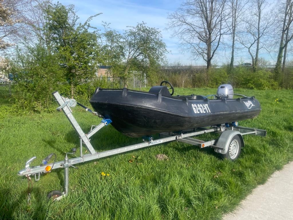Whaly 370 met 20 pk Honda + trailer, Watersport en Boten, Ophalen, Zo goed als nieuw, Overige materialen, 10 tot 30 pk