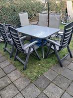 Tuintafel met stoelen 6 X, Ophalen, Gebruikt, 6 zitplaatsen, Aluminium