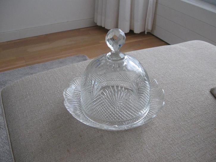 Kaasstolp in diamant/waaier? Geslepen zie foto's, Antiek en Kunst, Antiek | Glas en Kristal, Ophalen