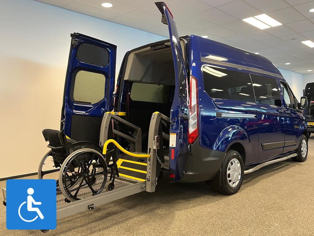 Ford Transit Custom L2H2 Rolstoelbus Groepsvervoer 6+1, Auto's, Parkeersensor, Euro 6, Blauw, Origineel Nederlands