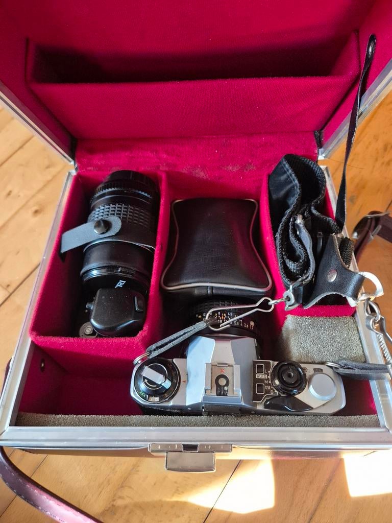 Pentax ME Super, set in leren koffer, Ophalen of Verzenden, Spiegelreflex, Pentax