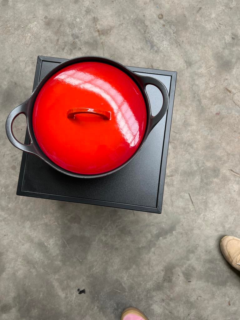 Gietijzeren Braadpan Hackman met Deksel - Rood, Huis en Inrichting, Keuken | Potten en Pannen, Ophalen of Verzenden, Zo goed als nieuw