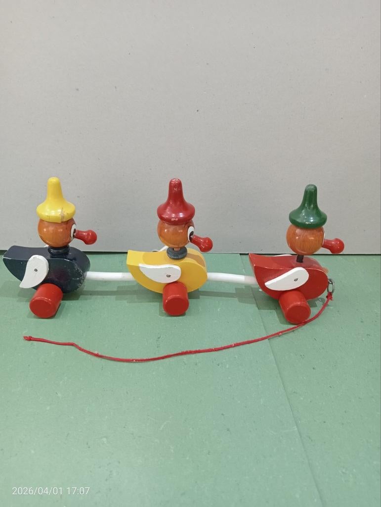 Oud houten trekspeeltje met eendjes., Ophalen of Verzenden, Gebruikt