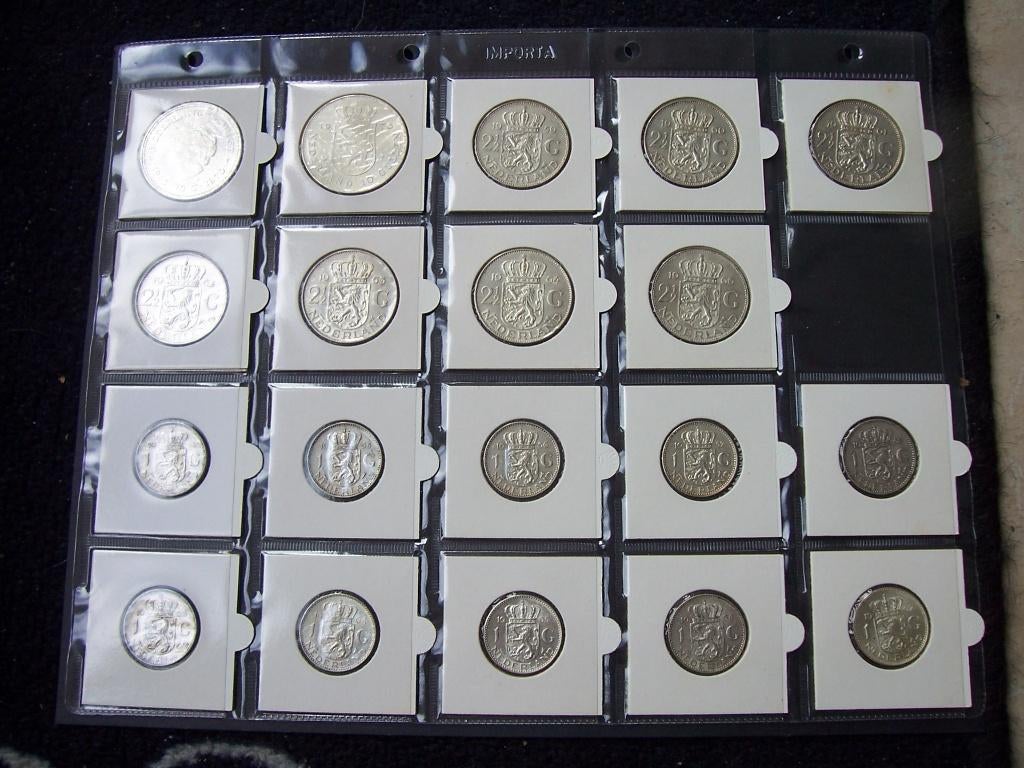 Zilveren munten Juliana compleet., Koningin Juliana, Setje, Zilver, Overige waardes