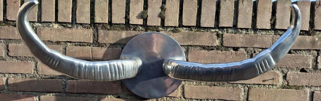 Buffelhoorn.  RVS. 83 cm., Antiek en Kunst, Ophalen