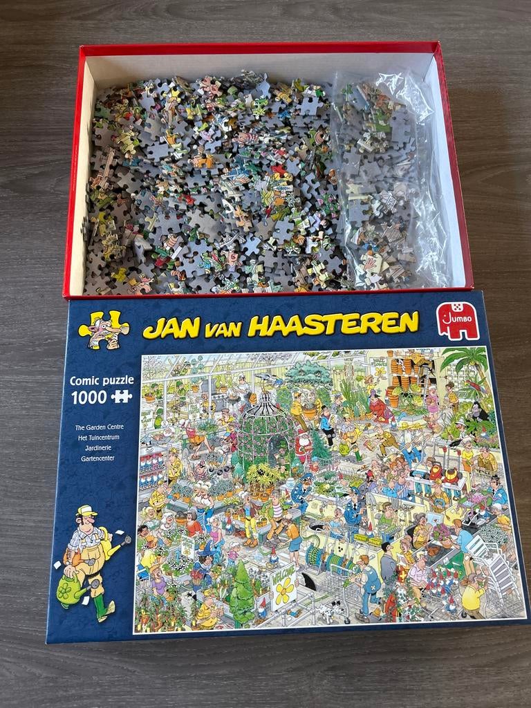 Jan van Haasteren Het Tuincentrum 1000 stukjes, Hobby en Vrije tijd, Ophalen of Verzenden, 500 t/m 1500 stukjes, Zo goed als nieuw