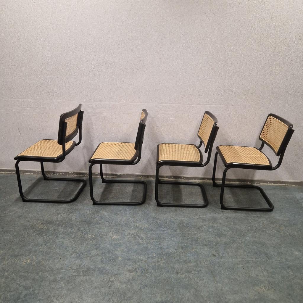 4 retro stoelen eetkamerstoelen  webbing stoelen Cesca stijl, Huis en Inrichting, Stoelen, Kolibrivintagehal@gmail.com, Gebruikt