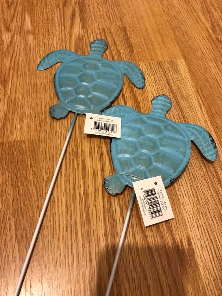 Nieuw planten steker schildpad blauw 2 stuks, Ophalen of Verzenden, Nieuw