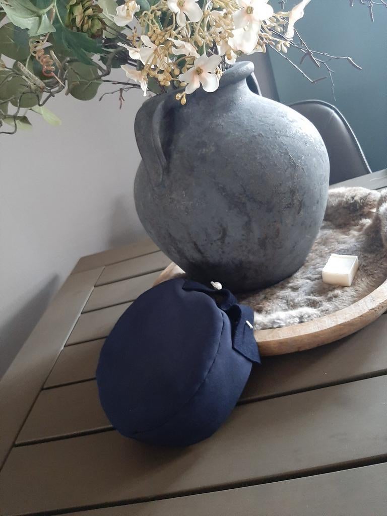 Donkerblauw meisjes hoed dopje 15,_, Ophalen of Verzenden, Zo goed als nieuw