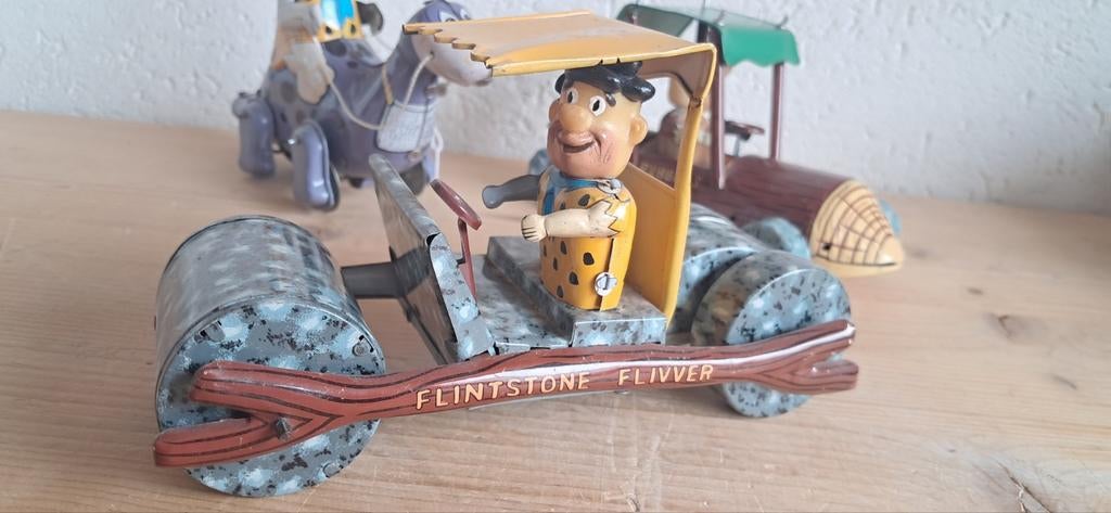 1962 Marx Fred Flintstone Flivver – Tin Litho Friction Toy, Antiek en Kunst, Antiek | Speelgoed, Ophalen of Verzenden
