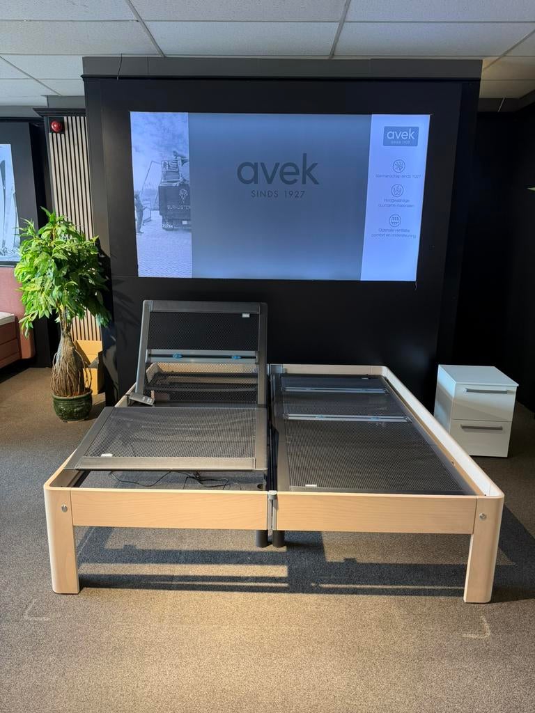 Auping Auronde DEELBAAR hoog elektrisch 180x200 Z.G.A.N, Verstelbaar, Tweepersoons, Ophalen of Verzenden, Zo goed als nieuw