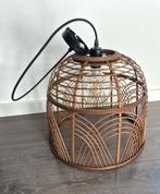 Hanglamp bamboe hout bruin met pendel en sfeervolle bol lamp, Huis en Inrichting, Ophalen