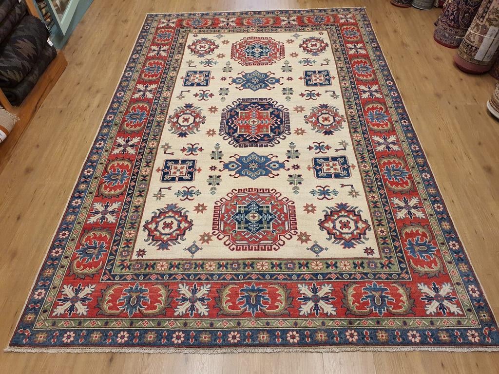 Handgeknoopt oosters tapijt kazak 296x197, Info@SlatsAntiek.nl, Crème, Perzisch, 150 tot 200 cm