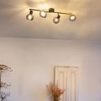 Art Deco plafondlamp Vidro zwart met smoke glas 4-lichts, Huis en Inrichting, Ophalen, Nieuw, Glas, Art deco