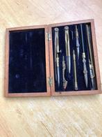 antieke koperen passers in kistje, Ophalen of Verzenden