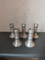 5x tinnen kandelaar replica Zakkendragershuisje Engeltjestin, Ophalen of Verzenden