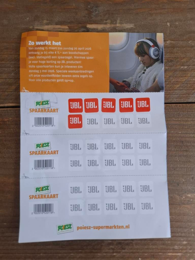 6 zegels JBL poiesz actie, Overige supermarkten, Ophalen of Verzenden