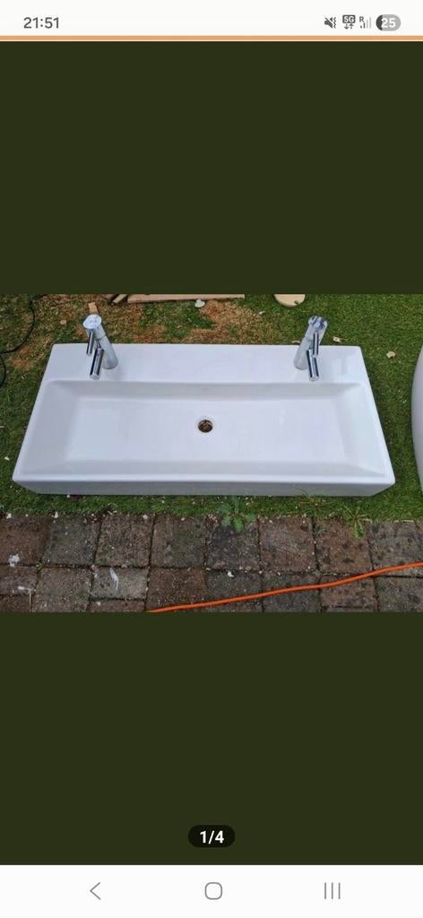 Mooie dubbele wastafel, Ophalen, 100 tot 150 cm, Zo goed als nieuw, Minder dan 100 cm