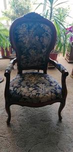 Antiek Franse fauteuil gebloemde bekleding € 150,00, Ophalen, Gebruikt, Minder dan 75 cm, Stof