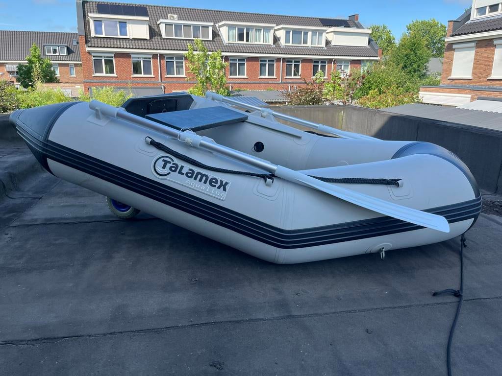 Talamax Aqualine Opblaasboot met Peddels en electro motor, Ophalen of Verzenden, Zo goed als nieuw