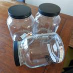 Set van 3 Voorraadpotten 3,3 l. met Zwarte Deksel, Ophalen