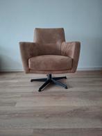 Draaifauteuil microleder taupe - als nieuw, Huis en Inrichting, Ophalen, Minder dan 75 cm, Zo goed als nieuw, Stof