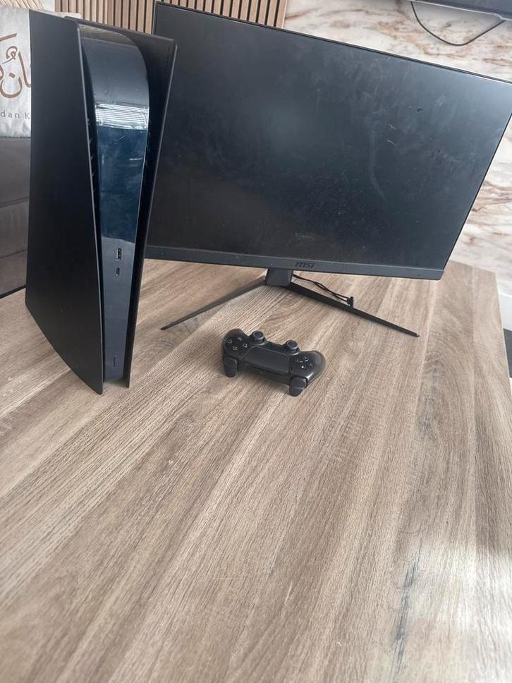 PS5 Digital Zwart + Controller + MSI Monitor - Nieuwstaat, Spelcomputers en Games, Spelcomputers | Sony PlayStation 5, Nieuw, Playstation 5 Digital