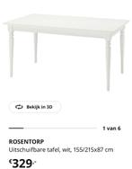 Uitschuifbare eettafel wit - ROSENTORP (IKEA), Ophalen, Gebruikt, Modern, Scandinavisch, 200 cm of meer