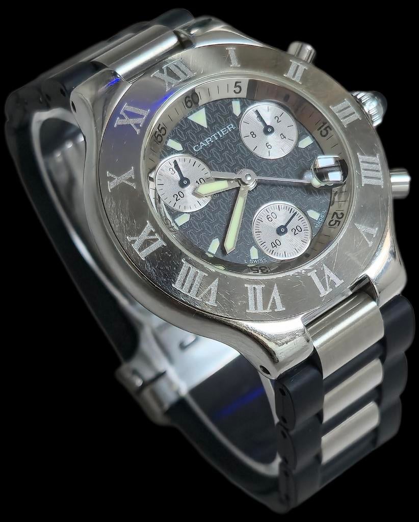 Cartier Must 21 Chronoscaph Date - Onderhoud & Papieren, Ophalen of Verzenden, Gebruikt